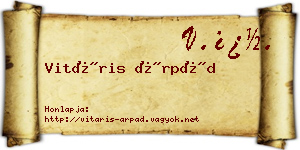 Vitáris Árpád névjegykártya